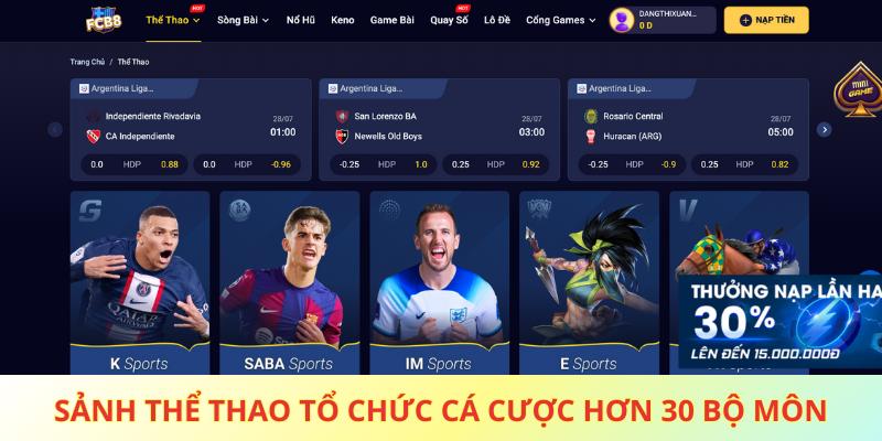 Sảnh thể thao tổ chức cá cược hơn 30 bộ môn khác nhau